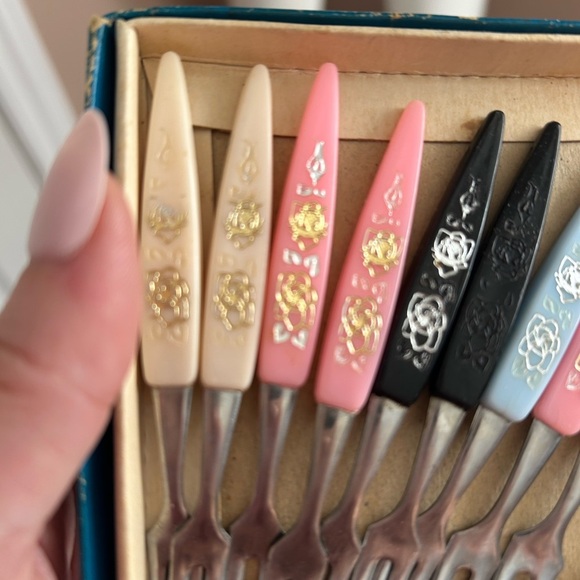 4/$50 Little Fork Stainless Steel Set of ten for fondu fruit serving 💜 - Picture 6 of 8